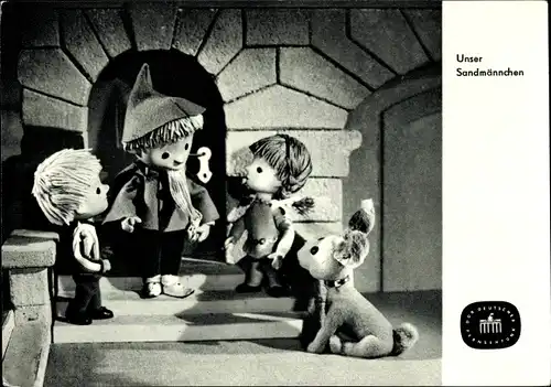 Ak Unser Sandmännchen, Sandmann, DDR Kinderfernsehen, Hund, Kinder, S 115