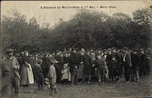 Ak Méru Oise, Rede im Moulin-Rose am 1. Mai