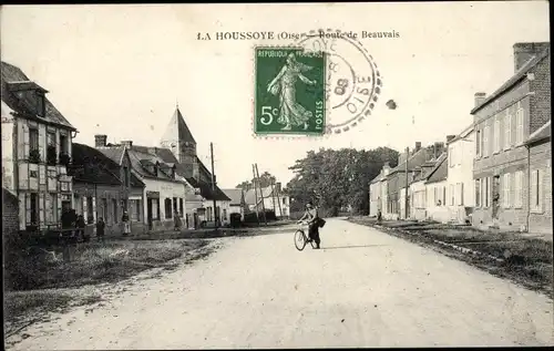 Ak La Houssoye Oise, Route de Beauvais
