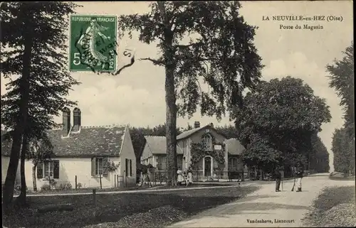 Ak La Neuville en Hez Oise, Postamt