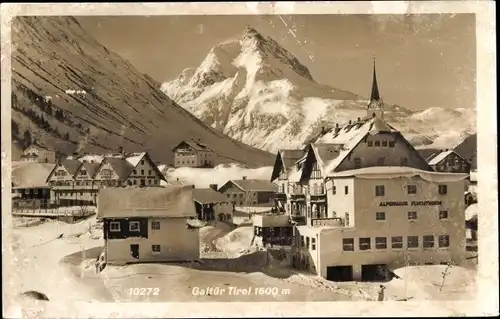 Ak Galtür in Tirol, Alpenhaus Fluchthorn, Berggipfel, Post, Kirche