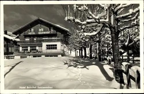Ak Saanenmöser Saanen Kt. Bern Schweiz, Hotel Bahnhof