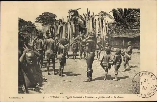 Ak Französisch Kongo, Stamm Bacouli, Frauen vor dem Tanz