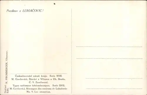 Künstler Ak Gardavska, M., Liebespaar in tschechischer Volkstracht