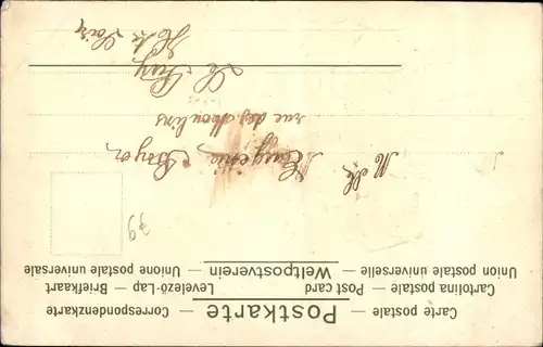 Präge Litho Hunde schauen durch ein Loch, Blumen