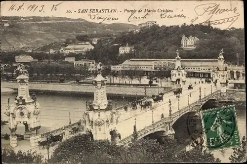 Ak Donostia San Sebastian Baskenland, Brücke Maria Cristina