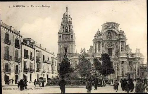 Ak Murcia Stadt Spanien, Plaza de Belluga, Kathedrale