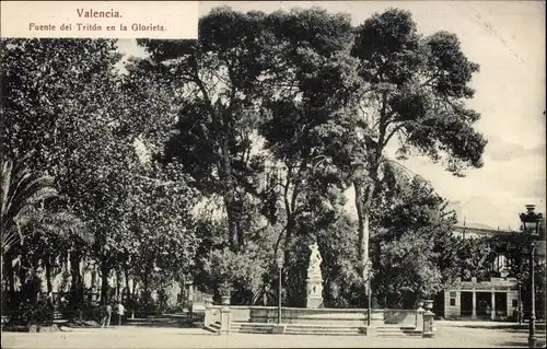 Ak Valencia Stadt Spanien, Triton-Brunnen, Glorieta