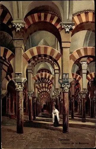 Ak Córdoba Andalusien Spanien, Mezquita, Innenansicht