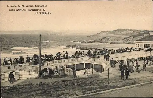 Ak Santander Kantabrien Spanien, Sardinero, Terrasse, Küste