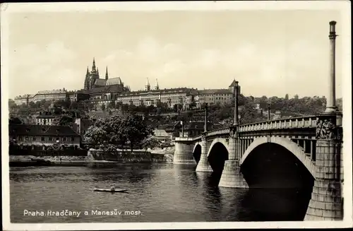 Ak Praha Prag Tschechien, Manesbrücke, Hradschin