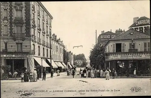 Ak Villemomble Seine Saint Denis, Avenue Outrebon, Rond Point de la Gare