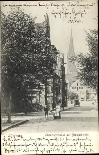 Ak Lüneburg in Niedersachsen, Lünertorstraße, Nikolaikirche