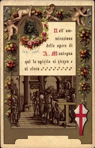 Litho Maler Andrea Mantegna, Portrait, Engel, Nell'ammirazione delle opere, religiöse Szene