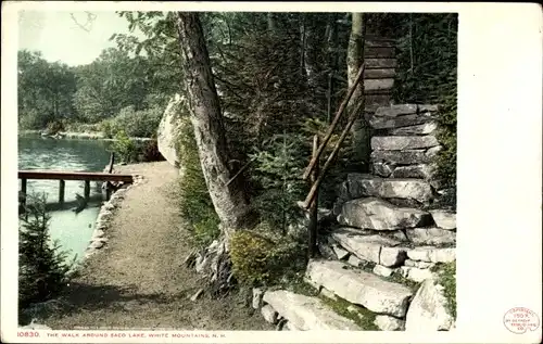 Ak New Hampshire USA, Spaziergang um den Saco Lake, White Mountains