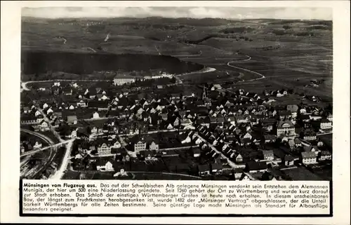 Ak Münsingen in Württemberg, Fliegeraufnahme