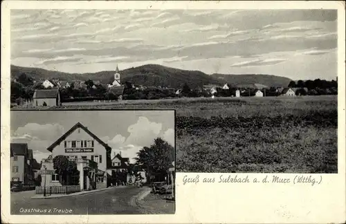 Ak Sulzbach an der Murr, Teilansicht, Gasthaus zur Traube