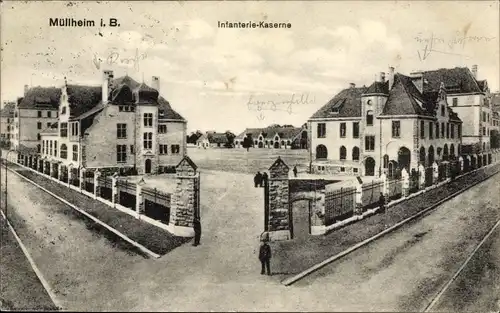 Ak Müllheim in Baden Markgräflerland, Infanterie-Kaserne