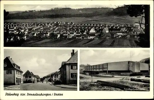 Ak Blumberg am Schwarzwald, Gesamtansicht, Tevesstraße, Taschentuchfabrik