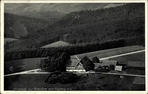 Ak Triberg im Schwarzwald, Fliegeraufnahme, Wirtschaft zur Fuchsfalle