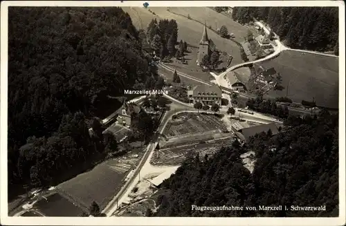 Ak Marxzell im Schwarzwald, Fliegeraufnahme, Hotel Marxzeller Mühle