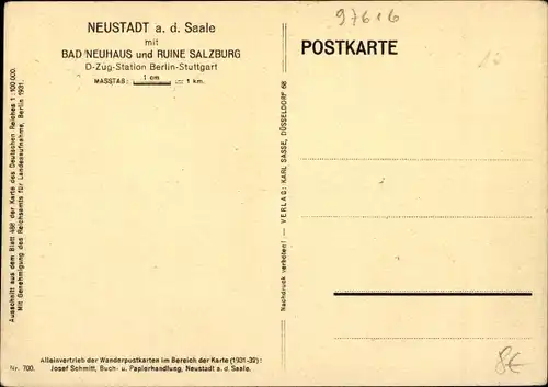 Landkarten Ak Bad Neustadt an der Saale Unterfranken, Ruine Salzburg