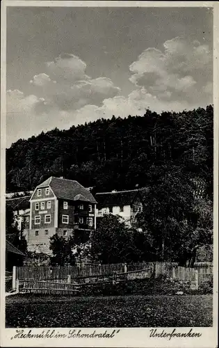 Ak Heckmühl Schondra in Unterfranken, Gasthaus Pension Müller