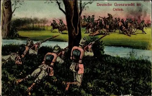Ak Deutsche Grenzwacht im Osten, Schlachtszene, I WK