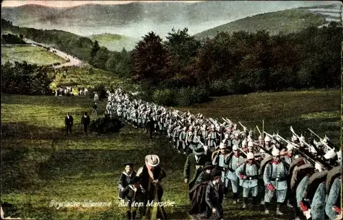 Ak Bayrische Infanterie auf dem Marsch