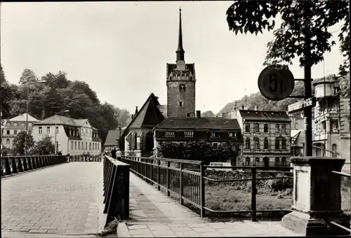 Ak Untermhaus Gera in Thüringen, Untermhäuserbrücke mit Marienkirche