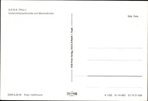 Ak Untermhaus Gera in Thüringen, Untermhäuserbrücke mit Marienkirche