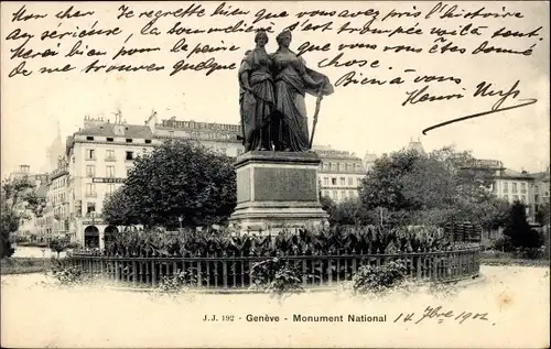 Ak Genf Genf Schweiz, Nationaldenkmal