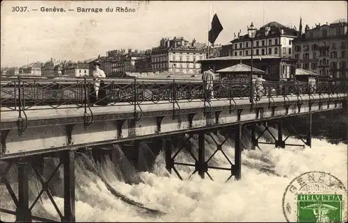 Ak Genf Genf Schweiz, Rhone-Staudamm