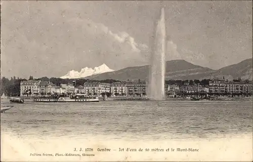 Ak Genf Genf Schweiz, Jet d&#39;eau, Mont Blanc