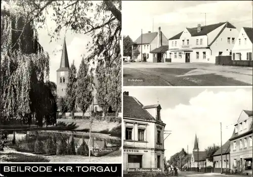 Ak Beilrode in Sachsen, Dorfteich, Volkshaus, Ernst-Thälmann-Straße