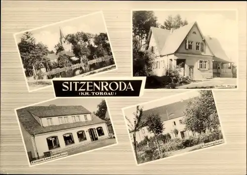 Ak Sitzenroda Schildau in Sachsen, Konsum-Landwarenhaus, Erholungsheim, Weißes Haus, Kirchturm