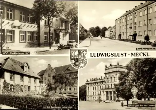 Ak Ludwigslust in Mecklenburg, HOG Mecklenburger Hof, Fritz-Reuter-Straße, Stift Betlehem, Schloss