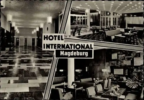 Ak Magdeburg in Sachsen Anhalt, Hotel International, Eingangsbereich
