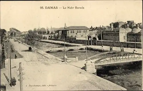 Ak Damaskus Syrien, Nahr Barada, Fluss, Brücke