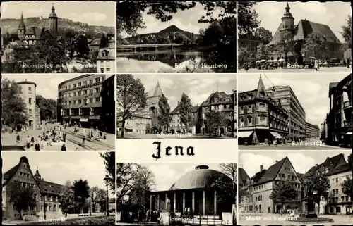 Ak Jena in Thüringen, Universität, Johannisplatz, Holzmarkt, Rathaus, Straßenbahn, Schillerstraße