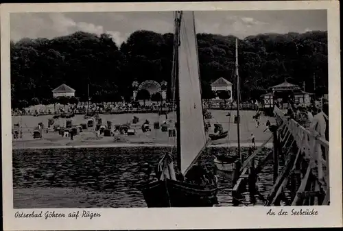 Ak Ostseebad Göhren auf Rügen, Seebrücke, Segelboot