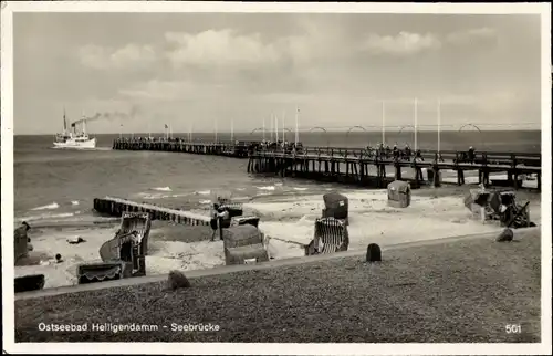 Ak Seebad Heiligendamm Bad Doberan, Seebrücke, Strand, Strandkörbe, Schiff