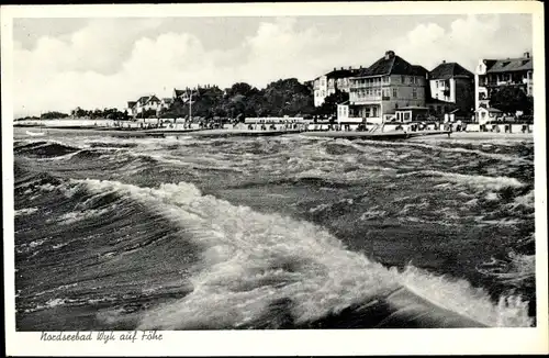 Ak Wyk auf Föhr Nordfriesland, Strand, Brandung