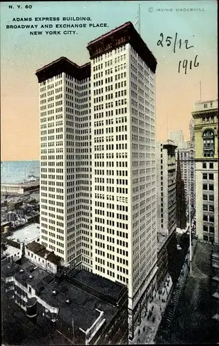 Ak New York City USA, Adams Express Building, Broadway, Exchange Place