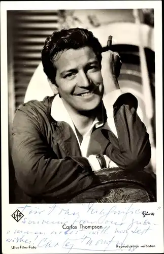 Ak Schauspieler Carlos Thompson, Portrait mit Zigarre, Autogramm