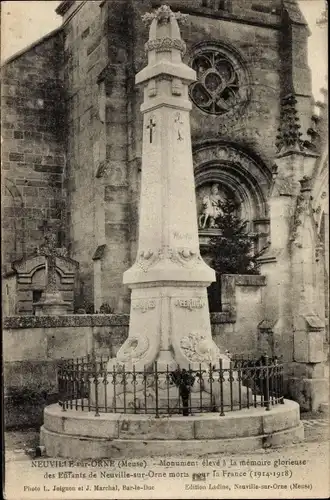 Ak Neuville sur Orne Lorraine Meuse, Denkmal zur glorreichen Erinnerung an die Kinder