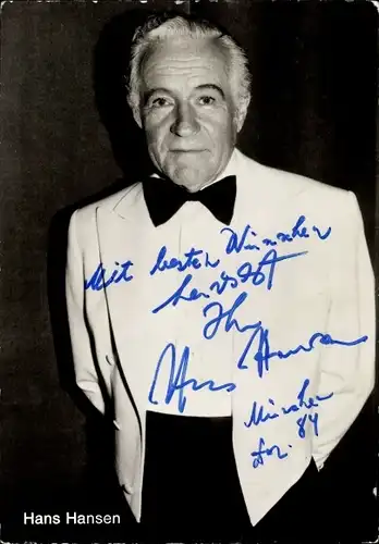 Ak Schauspieler Hans Hansen, Portrait, Autogramm