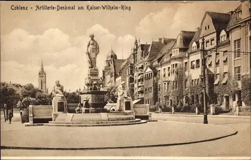 Ak Koblenz am Rhein, Artillerie Denkmal am Kaiser Wilhelm Ring