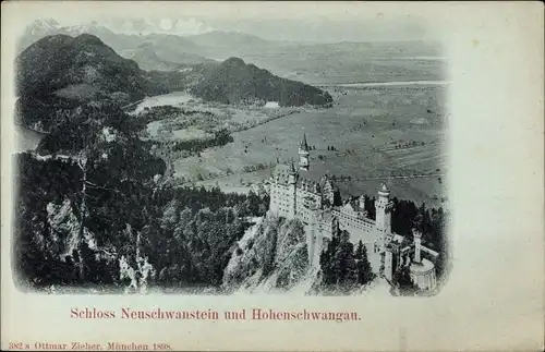 Ak Hohenschwangau Schwangau im Ostallgäu, Schloss Neuschwanstein, Panorama