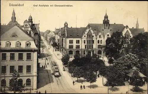 Ak Düsseldorf am Rhein, Graf Adolfplatz, Oberpostdirektion
